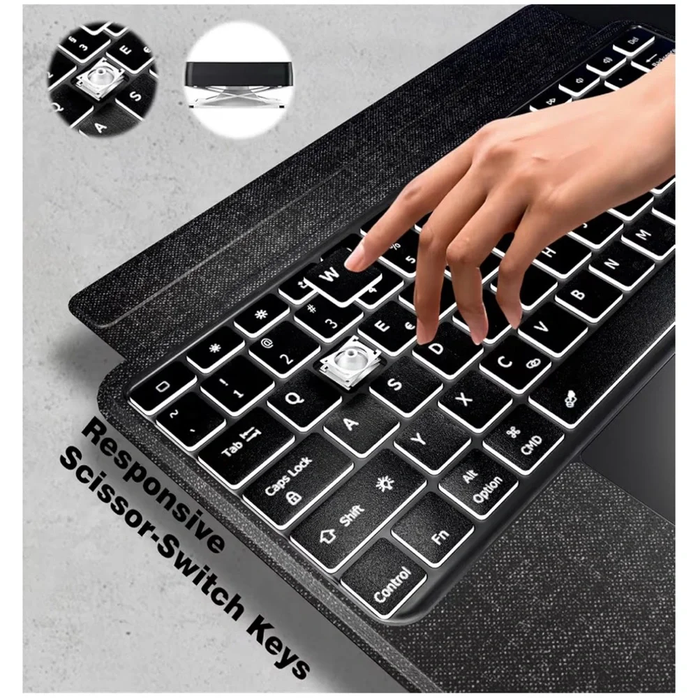 Keyboard Folio for iPad Pro 11-inch (M4) 2024 Case Detachable 7 Color Backlight